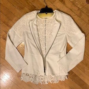 CAbi ivory lace top with matching jacket
